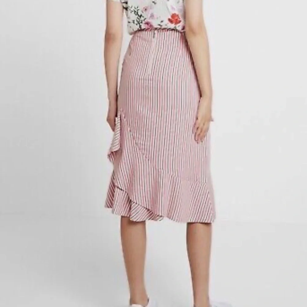 Ted Baker Corn Layered Striped Ruffle Hem Midi Pencil Skirt NWT